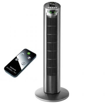 Ventilator turn Taurus Babel RC, 45 W, 3 viteze, Temporizator, Oscilatie (Gri/Negru metalizat)