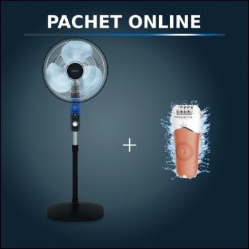 Pachet PROMO Rowenta Ventilator cu picior Essential+ VU4420F2 si Epilator Aqua Soft EP4920F0