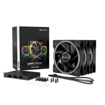 Set 3 ventilatoare ARGB be quiet! LIGHT WINGS 120mm PWM (BL076), 120x120x25 mm