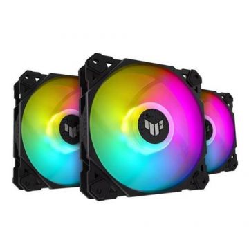 Set 3 ventilatoare ASUS TUF Gaming TF120, 120mm, iluminare ARGB (Negru)
