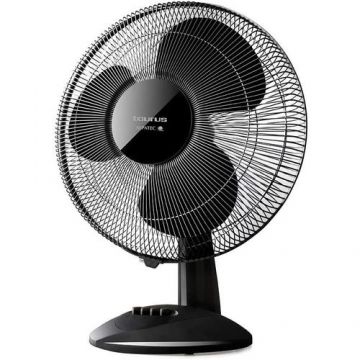 Ventilator de birou Taurus GRECO 16 Elegance, 40 W, diametrul 40 cm, 3 viteze, miscare oscilatorie,Debit de aer 44,7 m3/min, Negru