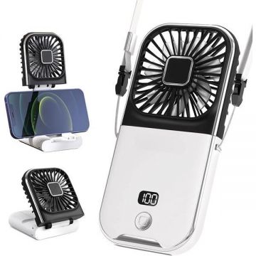 Ventilator de mana, portabil, portabil, pliabil la 180 de grade, suport birou si telefon, 4 viteze, incarcare USB-C