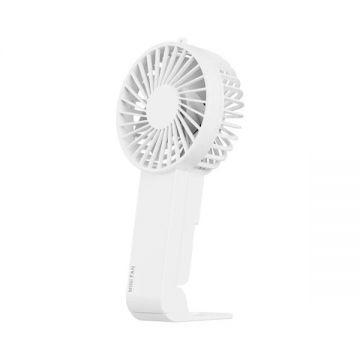 Ventilator de mana, portabil, suport pliabil la 90°, 3 viteze, incarcare USB-C, snur 30cm, alb