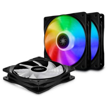 Ventilator Deepcool CF120, Iluminare RGB, 120mm,  500 - 1500RPM, 3 Pack