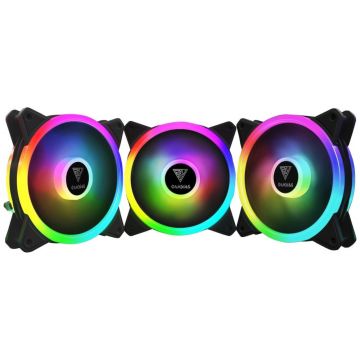 Ventilator Gamdias Aeolus M2 1203 Lite, 120mm, 1200 RPM, Iluminare RGB, 3 pack