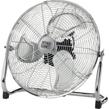 Ventilator metalic de podea Star-Light FTFS-100W, 100 W, 3 viteze, 45 cm diametru, Elice aluminiu, Argintiu