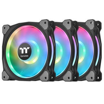 Ventilator Thermaltake Riing Duo 12 TT Premium Edition, 120mm, 500 - 1500 RPM, Iluminare RGB,  3 pack,