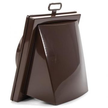 Grila ventilatie Ø100 x 55mm, patrata cu clapeta antiretur, exterior 150x150, ASA plastic, Brown