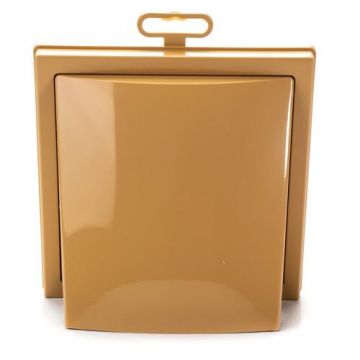 Grila ventilatie Ø100x55mm, patrata cu clapeta antiretur, exterior 150x150, ASA plastic, Beige
