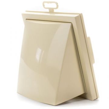 Grila ventilatie Ø100x55mm, patrata cu clapeta antiretur, exterior 150x150, ASA plastic, Ivory
