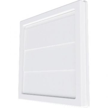 Grila ventilatie Ø125mm patrata cu jaluzele gravitationale, exterior 150x150, ASA plastic Alb