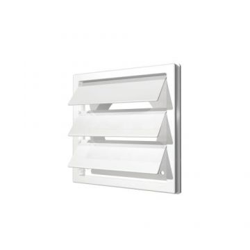 Grila ventilatie patrata cu jaluzele gravitationale, Diametru Ø100mm, exterior 150x150, ASA plastic Alb