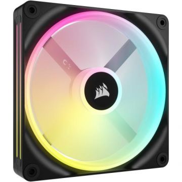 Pachet 2 Ventilatoare Corsair iCUE LINK QX140 RGB Magnetic Dome, Starter Kit, 140 mm (Negru)