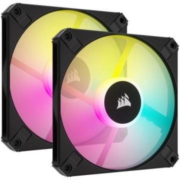 Ventilator Corsair AF120 RGB SLIM Series RGB, 120 mm, negru, Lighting Node CORE inclus, 2 buc/set