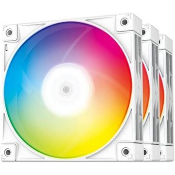 Ventilator DeepCool „FC120 WHITE (3 IN 1)” PC 120x120x25 mm, RGB, 3 pin, Hydro Bearing, set 3 buc, Alb