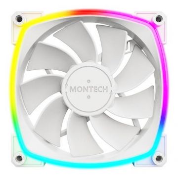 Ventilator Montech RX120, PWM, ARGB, palete inversate, 120 mm, Alb