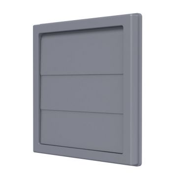 Grila ventilatie Ø100mm patrata cu lamele gravitationale, exterior 150x150, ASA plastic Grey
