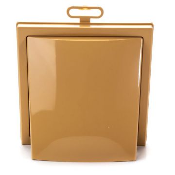 Grila ventilatie Ø100x55mm, patrata cu clapeta antiretur, exterior 150x150, ASA plastic, Beige