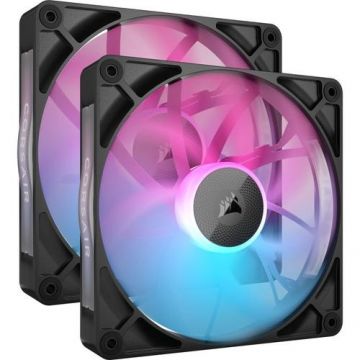Kit 2 ventilatoare Corsair iCUE LINK RX140 RGB, iluminare RGB, 140mm, 1700 rpm, PWM (Negru)