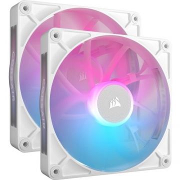 Set 2 Ventilatoare Corsair iCUE LINK RX140 RGB, iluminare RGB, 140mm, 1700 rpm, PWM (Alb)