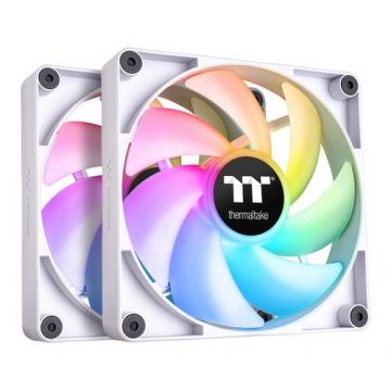 Set 2 ventilatoare Thermaltake CT140 aRGB, iluminare ARGB, 140 mm, 1500 rpm, PWM (Alb)