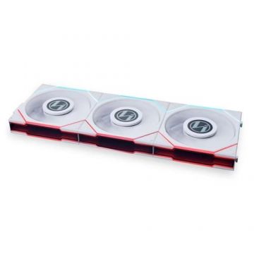 Set 3 ventilatoare Lian Li UNI FAN TL LCD, iluminare ARGB, 120 mm, 1900 rpm, PWM + Controler (Alb)