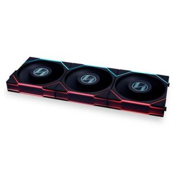 Set 3 ventilatoare Lian LI UNI FAN TL LCD, iluminare ARGB, 120 mm, PWM + Controler (Negru)