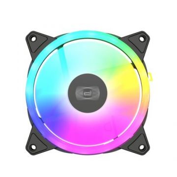Set 3 ventilatoare PCCOOLER F3 T120 ARGB BK, iluminare ARGB, 120mm, 1800 rpm, PWM (Negru)