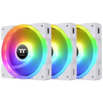 Set 3 ventilatoare Thermaltake TT Premium Swafan EX12, 120mm, 2000 rpm, iluminare RGB (Alb)