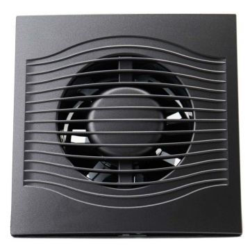Ventilator baie SLIM 4C Ø100, Super Silent, Clapeta antiretur, Motor Long Life 40000h, Debit 90mc/h, Dark Gray Metal