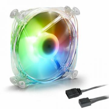 Ventilator Sharkoon Shark Disc, iluminare RGB, 120 mm, 1400 rpm, PWM (Alb)