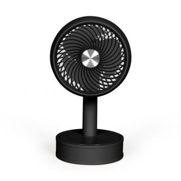 Mini ventilator de birou reincarcabil Livoo TEA310N, 3 viteze, diametru 7.5cm, acumulator 500 mAh, autonomie 2h (Negru)