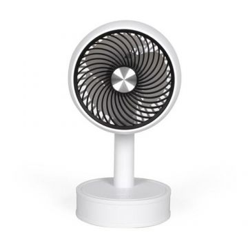 Mini ventilator de birou reincarcabil Livoo TEA310W, 3 viteze, diametru 7.5cm, acumulator 500 mAh, autonomie 2h (Alb)