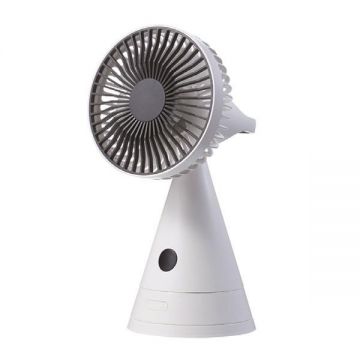 Mini ventilator de birou Vitammy Dream Desk Fan, compact, silentios, 2 axe de rotatie, 3 trepte de viteza, oglinda integrata, incarcare USB-C, Gri
