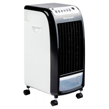 Racitor de aer Ravanson KR-2011, 75 W, 3 viteze, Rezervor 4 l, Temporizator, Telecomanda, Oscilatie, Ionizare, Umidificare (Negru/Alb)