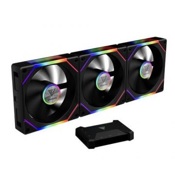 Set 3 ventilatoare Gamdias Aeolus P2 1203U, 120mm, iluminare aRGB