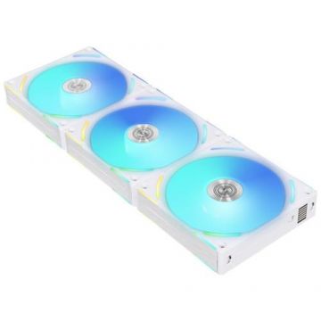 Set 3 ventilatoare Lian Li UNI FAN AL120 V2 ARGB, iluminare ARGB, 120 mm, 2000 rpm, PWM, Cu controler (Alb)