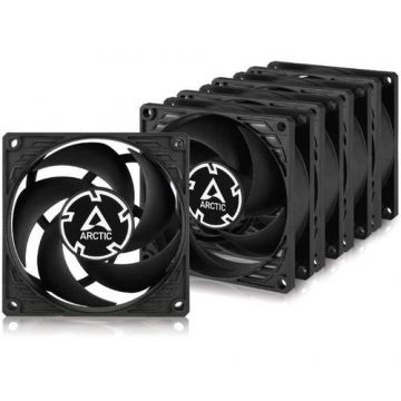 Set 5 ventilatoare Arctic P8 Silent, 1600 rpm, 80mm (Negru)