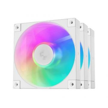 Set de ventilatoare DeepCool FD12, RGB, 120mm, 2050 RPM, 3 bucati (Alb)