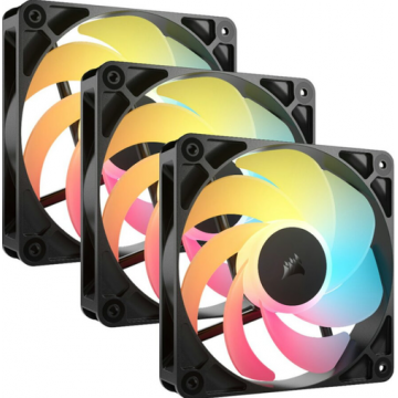 Set ventilatoare Corsair RS120 Reverse, ARGB, 3x 120mm (Negru)