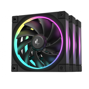 Set ventilatoare Deepcool FL12, 3 x 120mm, 500 - 2150 rpm, iluminare aRGB (Negru)