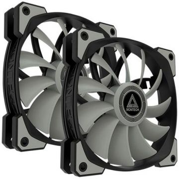 Set ventilatoare Montech 2x AIR P120, PWM, 120mm, Negru/Gri