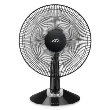 Ventialtor de birou ETA Zefir ETA160790010, 45 W, 3 viteze, 30 cm, Oscilatie (Negru)