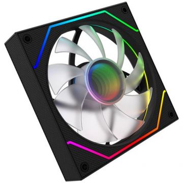 Ventilator  AQIRYS Cetus 6P-12SLI18-ARGB, 120 mm, iluminare 1-Ring RGB cu 8 LED-uri