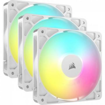 Ventilator Corsair RS120 ARGB PWM, ARGB LED, 120mm, 3 bucati (Alb)
