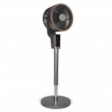 Ventilator cu picior Livoo DOM486, 70W, 3 viteze, oscilatie orizontala si verticala, temporizator 12 ore, panou control digital, telecomanda (Gri/Aramiu)