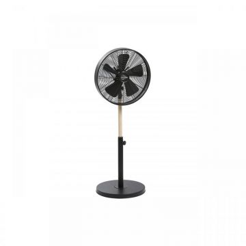 Ventilator cu picior, negru + lemn, CALIFORNIA