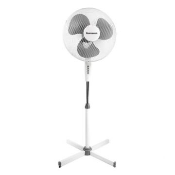 Ventilator cu picior Ravanson WT-1040S, 45 W, 3 viteze, 41 cm, Oscilatie, Cablu alimentare 1.5m, H 120 cm (Alb/Gri)