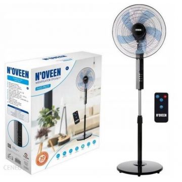 Ventilator de birou Noveen F455, diametru 40 cm, 55 W, 3 trepte de viteza, reglare pe inaltime, telecomanda (Negru)