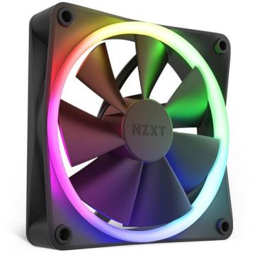 Ventilator NZXT F120, 120mm, 1800 rpm, RGB, 4-pin PWM, 13.94 - 50.18 CFM (Negru)